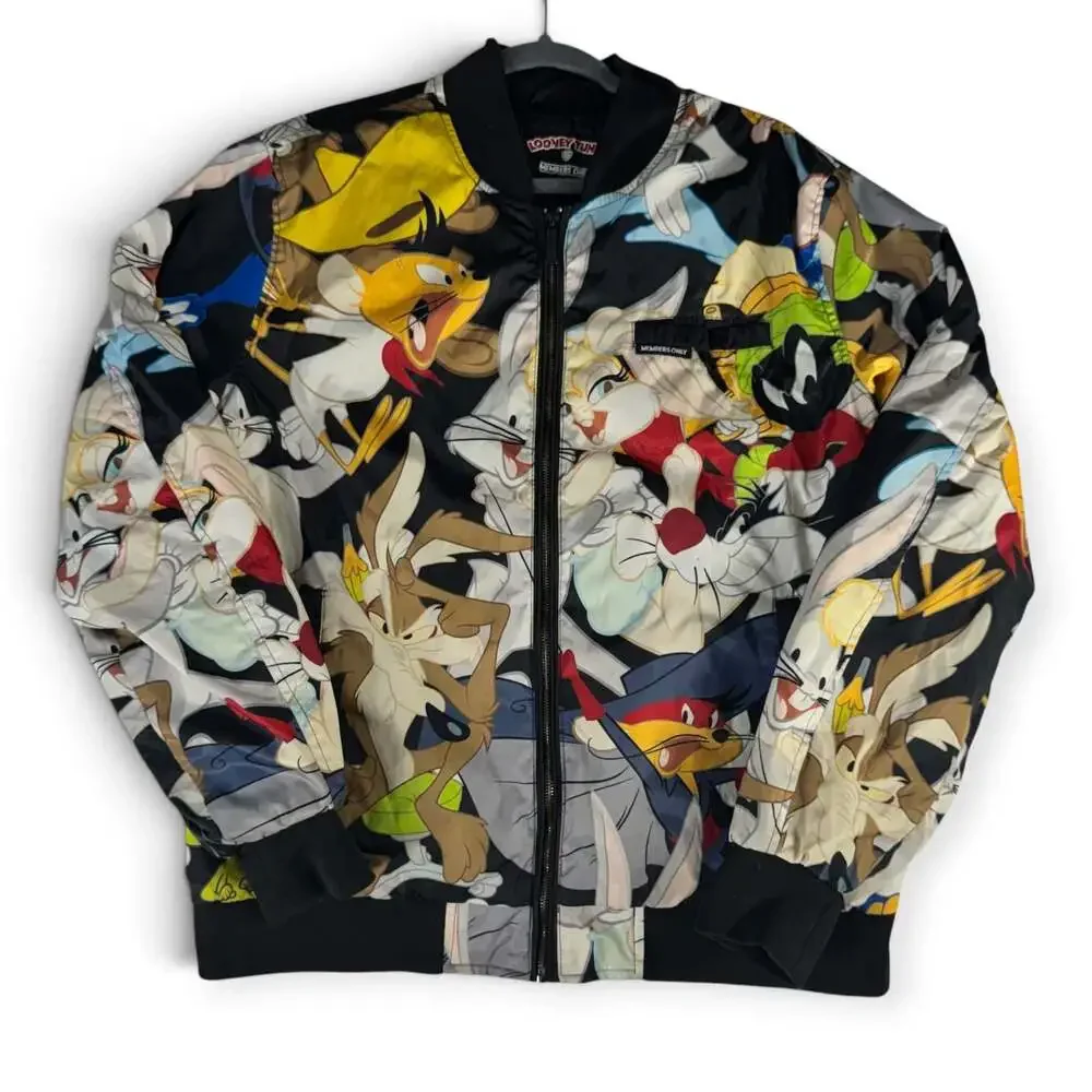 Members Only Looney Tunes AOP Mash Print Bomber Jacket
